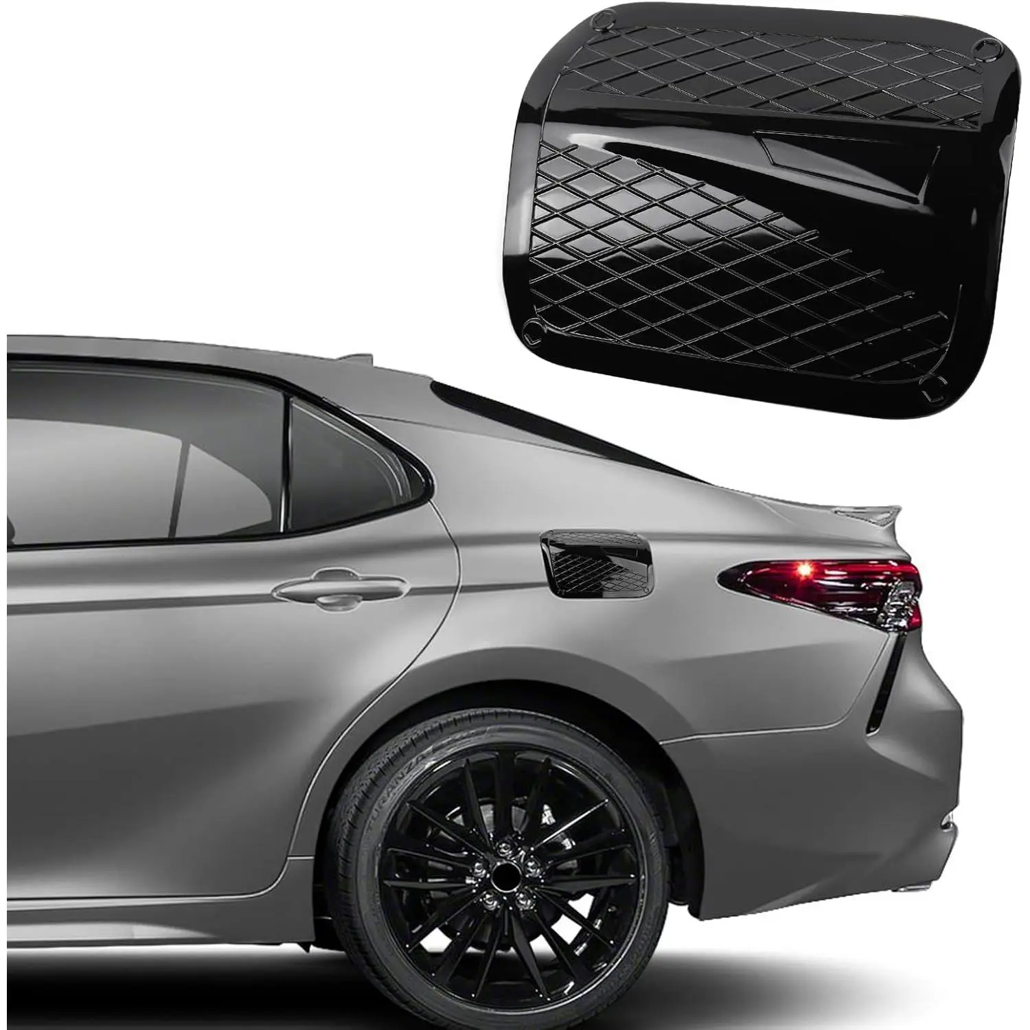 Glossy Black ABS Plastic Gas Cap Decor Sticker Trim, Scratch-Proof Exterior Decoration for 8th Gen Toyota Camry 2018-2024 Accessories