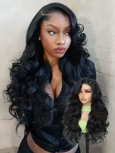 Lehanhair 24 Inch Glueless Beginner Friendly Long Wavy Synthetic Various Colors 4X6 Lace Front Wigs for Women, Gorgeous Fluffy Wigs without Bangs, Synthetic Wigs for Party, New Year Christmas Daily Use