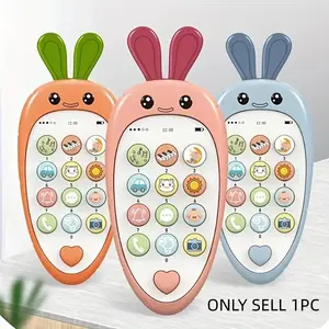 Carrot-shaped Phone with Lights and Music, Musical Light Up Rabbit Sensory Early Education Toy for Kids, Boys Girls Cartoon Learning Phone, No Battery Included