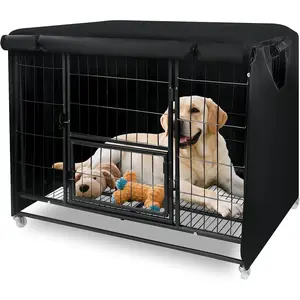 38 Inch Dog Crate Cover 900D Oxford Fabric Insulated UV-Resistant Chewproof Soundproof Windproof Rainproof Fit for Heavy Duty Wire Dog Cage (Not Include Cage)
