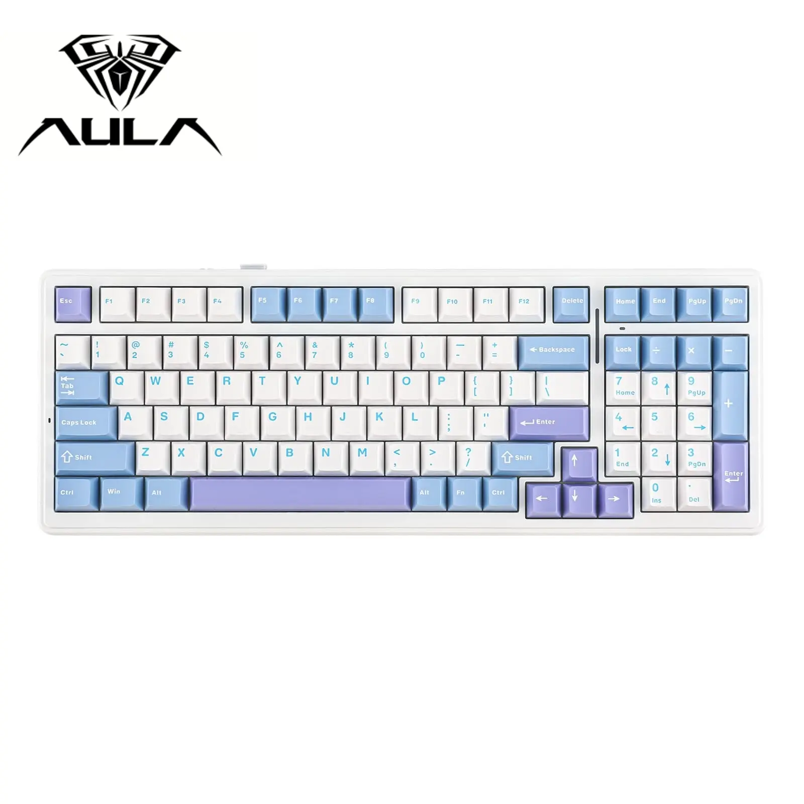Aula F99 Mechanical Keyboard, Hot Swappable Gasket Custom Gaming Keyboard, Bluetooth/2.4GHz/USB-C, 8000mAh Battery (White Light Blue, Graywood V3 Switch)