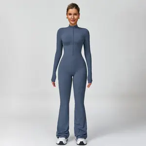 Libin Women's Long-Sleeved Stretchable Jumpsuit, Comfortable Skin-Friendly Activewear for Workout Gym, Sports Clothes, Workout Gym Clothing,