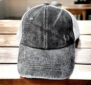 Grey Cotton Criss Cross Baseball Cap - Uniquely Designed Casual Fashion Accessory