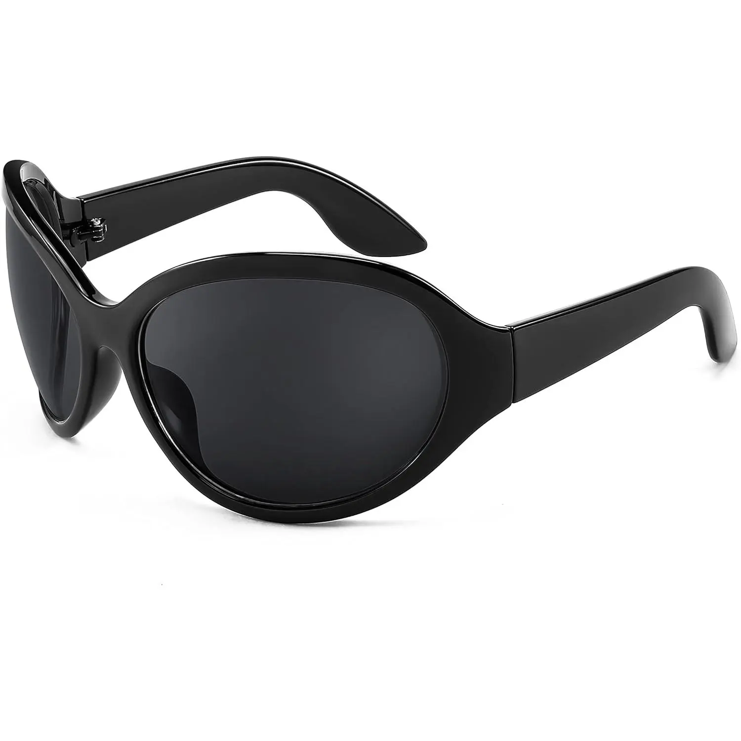 Women's Oversized Classic Oval Wrap-Around Sunglasses, 72mm Width, 115mm Arm Length, Stylish Big Frame Shades with Aerodynamic Properties for Boating, Biking, 20Mm Nose Bridge