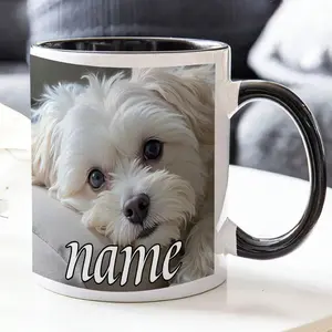 1pc Customizable Maltese Dog Cute Durable White Mug 11oz Cartoon Anime Ceramic Coffee Cup with Name Personalization Perfect for Autumn Gifts Birthday Presents Anniversary Souvenirs Customized Drinkware