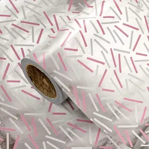 Silver Color Confetti Gift Wrapping Paper Roll, Metal Silver and Print, Ideal for Birthday, Party, Celebration, DIY Craft Decoration, 43.2cm X 300cm