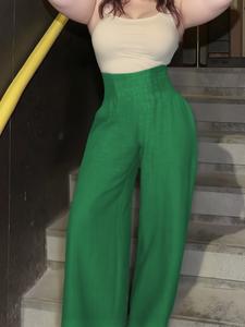 【plus size】 solid color wide leg pants, casual comfy trousers for daily wear, women's bottoms for all seasons, wideleg pants