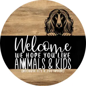 Afghan Hound Dog Door Hanger, Welcome Hope You Like Door Hanger, DCO-13755-DH, 18" Round Wood