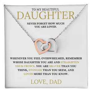 Interlocking Hearts Necklace with Message from Dad to his Daughter