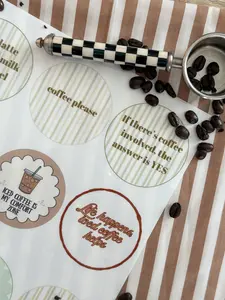 Coffee Sticker Pack - Self Adhesive Vinyl Decal Stickers, 2.5” Waterproof Art Supplies, Multi-Use Photo-Safe Labels for Coffee Cups, Water Bottles