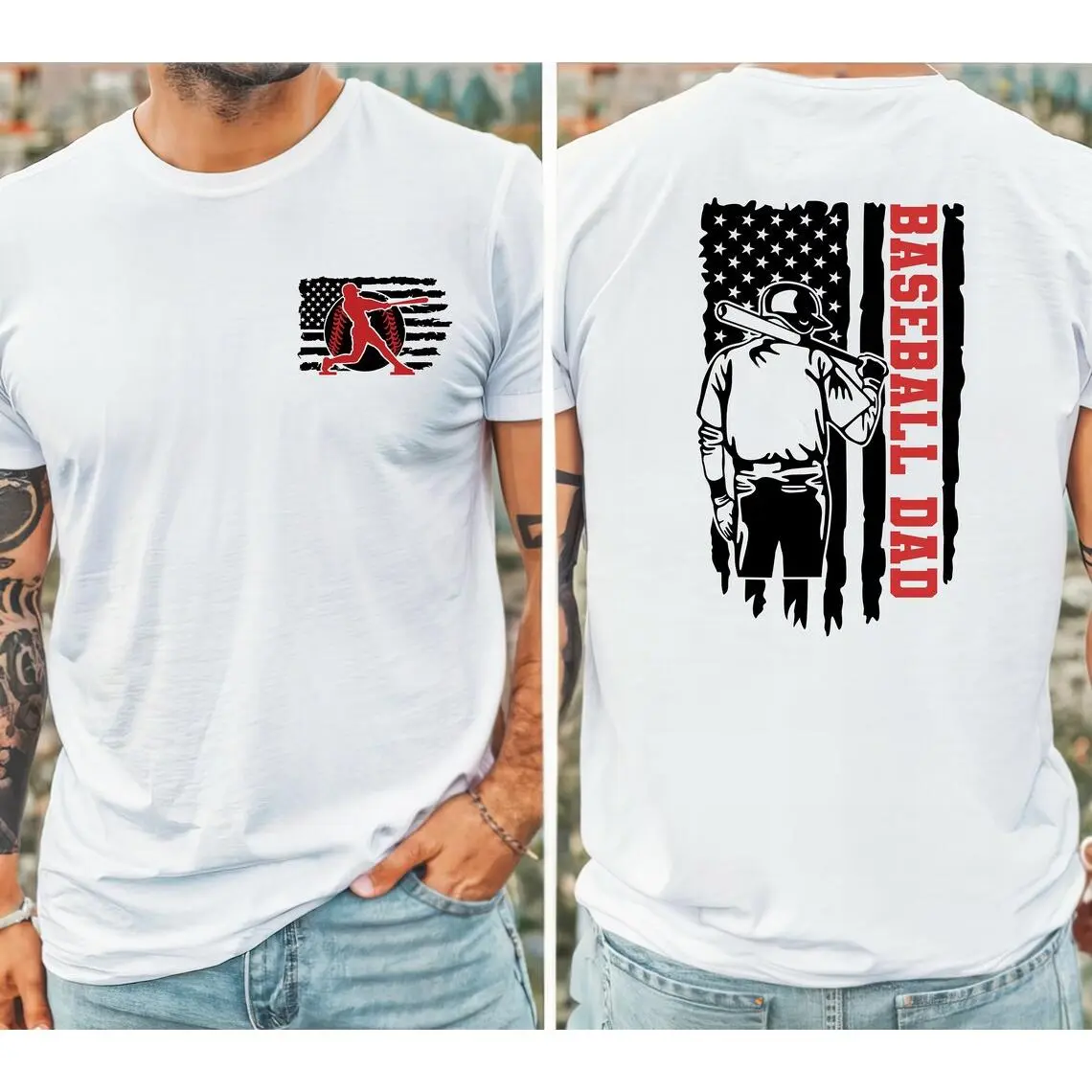 Baseball Dad Shirt, Baseball Dad Shirts for Men, American Flag Baseball Grandpa Shirt, Father's Day Shirt