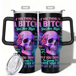 Stainless Steel Insulated Tumbler with Lid, 40oz 30oz  20oz, Double Wall Vacuum Insulated Water Bottle Hot Cold 24 Hours, Leakproof Travel Mug Skull Roses Galaxy Gift for Women Men Kids, Insulated Travel Drinkware