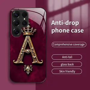 Suitable for [Galaxy S25 Ultra] New high-end crown letter glass mobile phone case New business simple metal paint electroplated glass mobile phone case Affordable price Anti-drop and anti-fingerprint 995