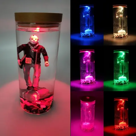 Horror Movie Decor Night Lamp, 2025 Jason Voorhees Lamp, Jason Lamp Horror Lamp, Horror Movie Gifts, Horror Gifts, The 13th Collection Jason Voorhees Water Lamp,Horror Gifts for Men(1Set)