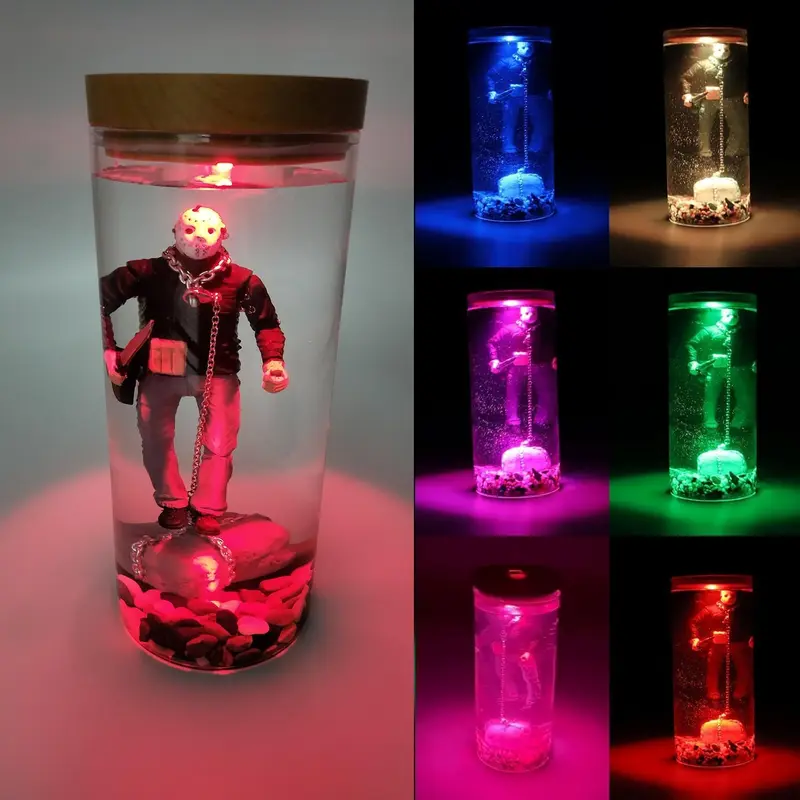 Horror Movie Decor Night Lamp, 2025 Jason Voorhees Lamp, Jason Lamp Horror Lamp, Horror Movie Gifts, Horror Gifts, The 13th Collection Jason Voorhees Water Lamp,Horror Gifts for Men(1Set)