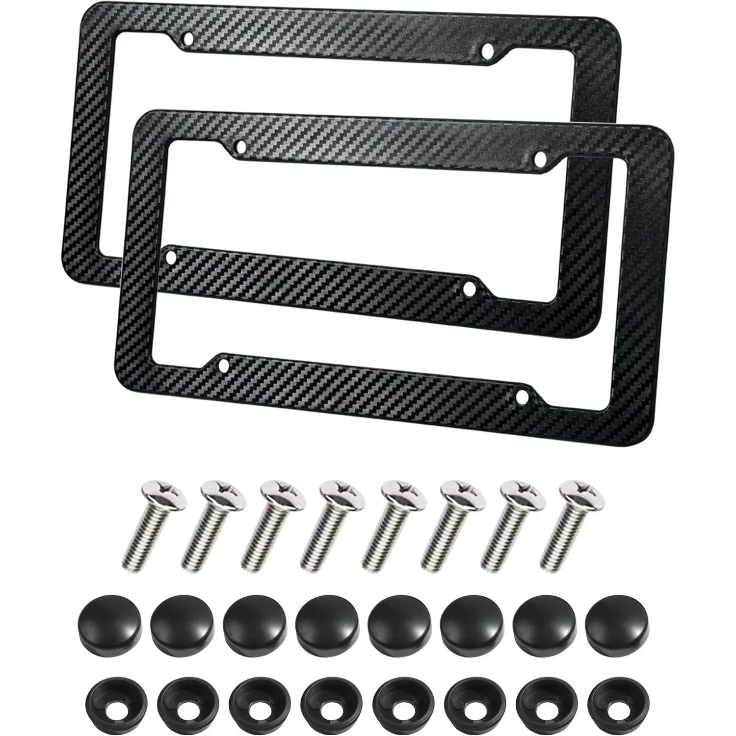 2 Pack License Pate Frames,License Plate Cover,Carbon Fiber License Plate Frame, Accessories Number Plate Frames with Fasteners and Screws,Fit for All  and  License Plate