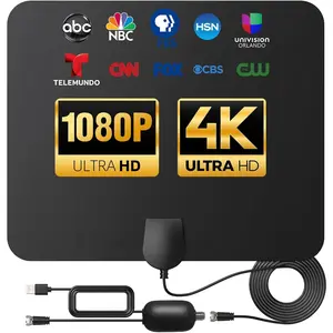 TV Antenna Indoor Long Range 900 Miles, Supports 4K 1080p  TV Signal Reception with Signal Amplifier 16ft HDTV Coax