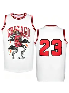 Michael Jordan #23 Chicago Basketball Jersey White Red Black Skeleton Dunk "His Airness" Graphic Breathable Mesh Sleeveless for Jordan Fans, Supporters Retro Collectors & Streetwear Enthusiasts Outdoor quick-drying sports basketball jersey