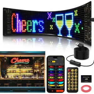 Super Brighter 34.8x10.2CM Scrolling LED Sign Display,USB 5V Flexible Programmable Screen with Bluetooth APP Control,Custom Text Pattern Animation, Waterproof RGB Signs for Car,Home,Store,Bar