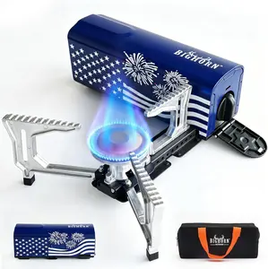 BIG HORN OUTDOORS Butane Camping Stove, Portable Folding Gas Burner with Carry Bag for Camping, Emergency Use and Outdoor Cooking