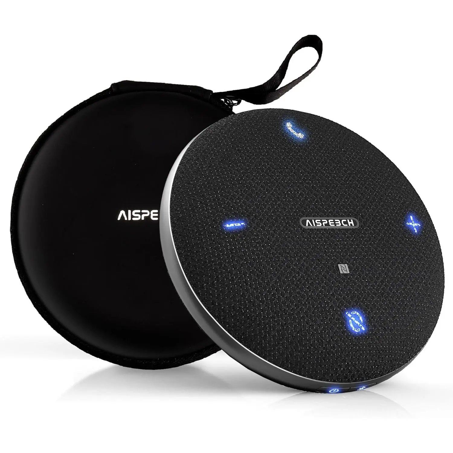 Bluetooth Speakerphone Conference Microphone with AI Noise Reduction Full-Duplex AI Transcription USB Speaker 360° Voice Pickup Conference Speaker for Home Office Teams/Zoom, Black