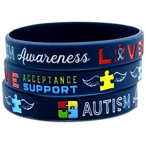 Nirvana Autism Awareness Bracelets Blue Silicone Wristband Love Acceptance Support 1Pc Dropshipping for Women Kids Fashion