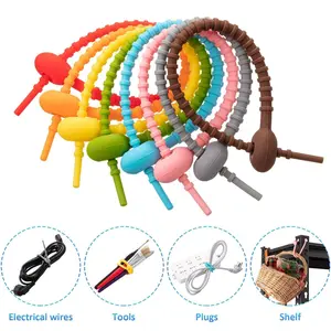 20pcs Colorful Silicone Tie Clips, Reusable Rubber Cable Ties, Multi-Use Wire Organizers, Food Sealing Bands, Home Snake Ties