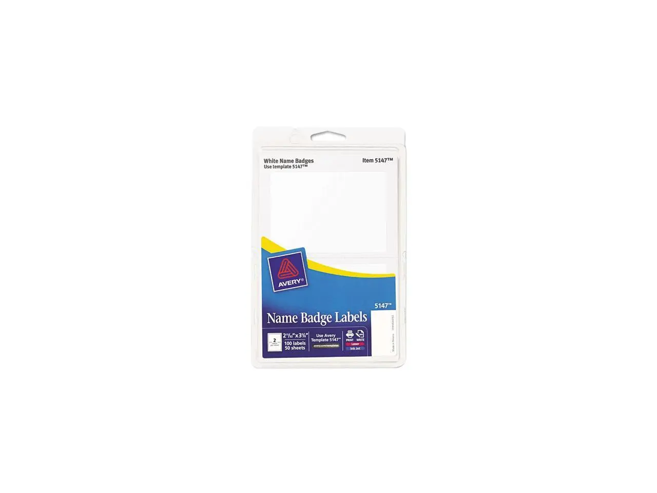 Avery 5147 Print/Write Self-Adhesive Name Badges, 100 / Pack Avery 5147 Print/Write Self-Adhesive Name Badges, 100 / Pack