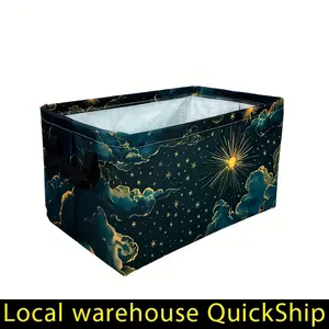 Night Sky Stars And Moon Print Laundry Hamper, Thickened Oxford Cloth Collapsible Laundry Hamper, Large Capacity Easy Storage, Bathroom Decor And Accessories, Bathroom Organization And Storage, Shelf Baskets