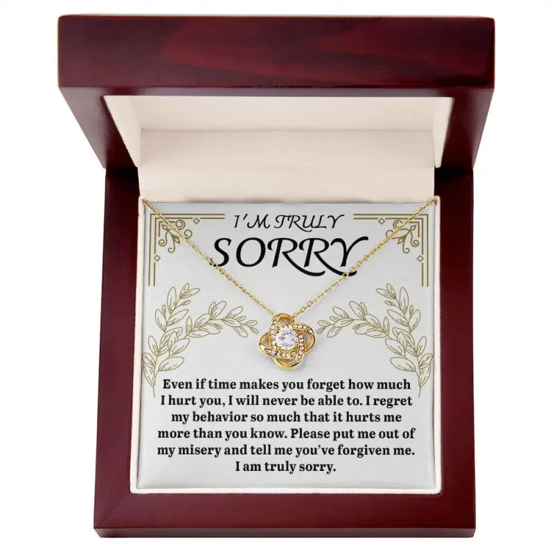 Apology Gift for Girlfriend, Wife, Soulmate - Sorry, It Hurts Me - Love Knot Pendant Necklace, Elegant & Trendy Necklaces for Every Occasion - Perfect for Gifts, Daily Wear, or Special Events | Shop Now!