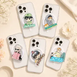 CT Kpop Boy Group Inspired Phone Grip - Cute Fangirl Phone Holder & Stand - Fanmade Idol Name Accessory - Kpop Fanmade Name Phone Grip