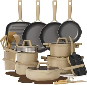 31PCS Pots and Pans Set, Nonstick Cookware Set Kitchen Non Stick Induction Titanium Cookware Non-toxic Granite Cooking set, PFOA Free