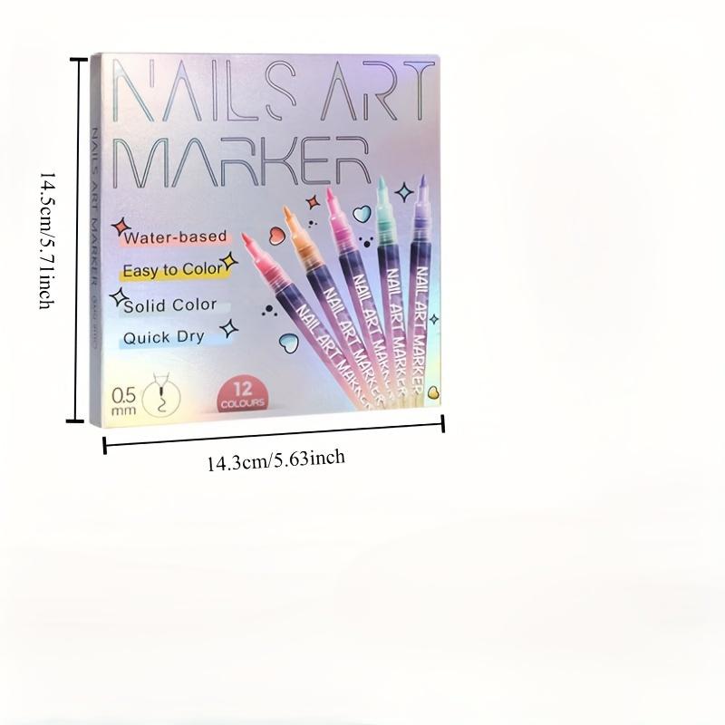 12-Color Nail Art Doodle Pen - Smooth, Quick-Drying Acrylic Cosmetic Tool, 12 Colors Suit for Mom, Ideal for 3D Dot Embroidery, MMA Acrylic Stitching, Home Manicure, Nails Supplies, Cuticle Care