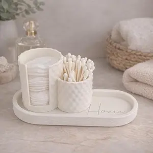 Minimalist Bathroom Vanity Organizer – Cotton Pad & Q-Tip Holder
