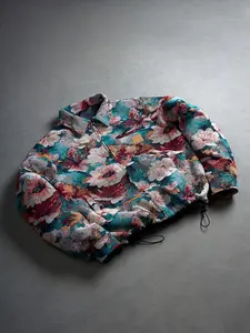 Men's Vintage Floral Butterfly Sunflower Long Sleeve Jacket, Loose-Fit Woven Fabric, Button Front, Dual Pockets, Spring & Fall Casual Wear