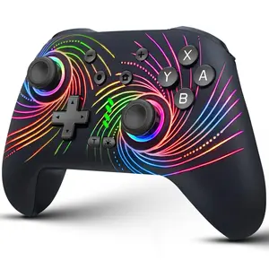 Wireless Pro Controller,Compatible with Switch All Series/PC/Android/IOS Phone,RGB Light,Programmable Function,Auto Turbo,Double Vibration Ergonomic Gaming Gamepad