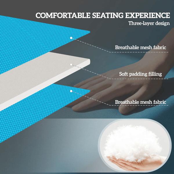 Folding Lounge Chairs - Sun Lounger for Two People with 5 Recline Positions & Reading Hole - Black/Blue Steel Frame - No Assembly Required - 264 lbs Capacity