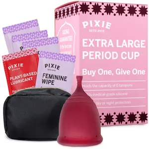 Pixie Cup - Soft, Safe, Reusable Menstrual Cup - Ranked 1 for The Best Tampon Alternative - 100% Medical-Grade Silicone Period Cup for Feminine Care - Buy One We Give One (XL)
