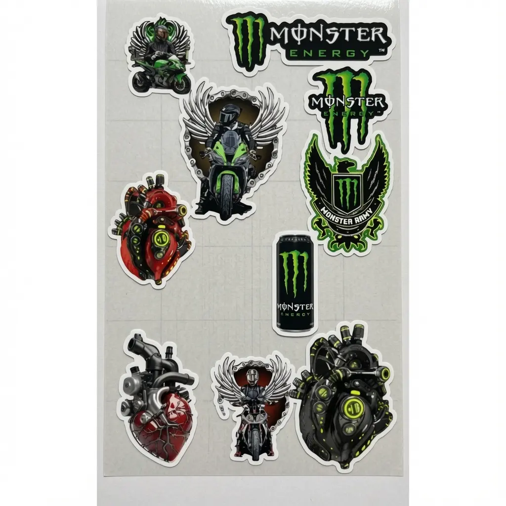 10pcs Fox Racing Monster Energy Sticker - Motocross Dirt Bike Decal for Helmets and Cars