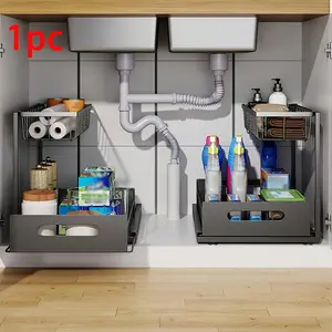 Kitchen fixed shelf sink arrangement and storage, sliding pull-out cabinet arrangement rack, metal sliding drawer, Drawer Storage Organizer, for kitchen bathroom refrigerator cabinet organization rack, kitchen storage essential goods