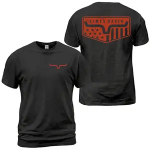 Kimes Ranch Flag T-Shirt, Distressed Western Badge Back Print Tee, Ranch Logo Graphic Shirt, Americana Cowboy Style, Casual Cotton for Men and Women