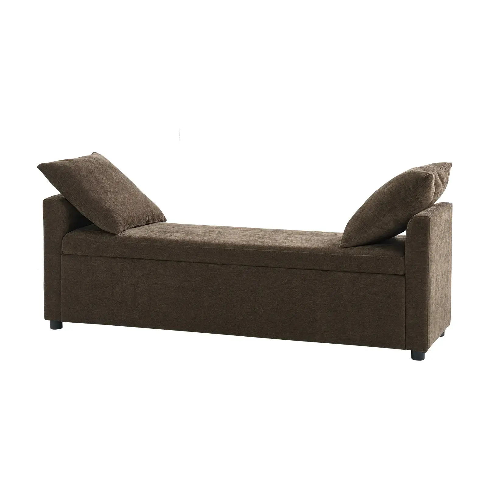 59.4" Wide End Of Bed Storage Couch Bench with Two Throw Pillows, Thick Foam Cushions, Comfortable Design for Seniors