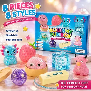 8-Piece   Malt Sugar Stress Relief Fidget Toys, Sensory Bundle, Creative Slow-Return Squishy, Party Gift, 8 Different Styles
