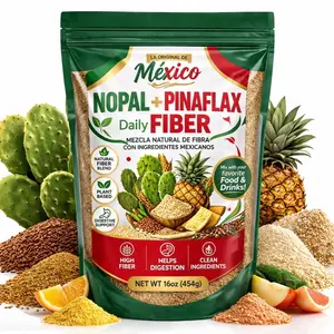 La Original de Mexico Nopal + Pinaflax Daily Fiber 16oz (454g), Plant-Based Fiber Blend with Nopal, Flaxseed, Psyllium & Fruit Powders, Easy to Mix Powder