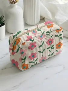 1 piece of colorful floral pattern 2D printed makeup bag, large capacity design|suitable for all seasons/general use|can hold daily skincare products and various cosmetics|liftable for daily life and travel