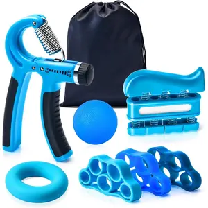 Grip Strength Trainer 7 Pack Adjustable, Finger Stretcher Resistance Extensor Bands, Finger Exerciser, Hand Gripper Strength Ring & Stress Ball