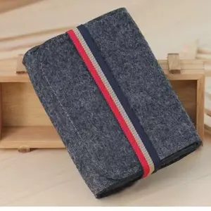Felt Digital Storage Bag, Durable Thick Electronics Organizer, Shockproof Protective Case for Power Adapters, Classic Striped Design
