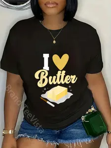 100% Cotton Butter Food Dairy I Love Butter T-Shirt Humorous and funny popular T-Shirt