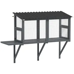 PawHut Cat Catio, Outdoor Cat Enclosure Window Perch for Multiple Kittens with Jumping Platform, Wooden Window Box for Safely Enjoying Outdoor Sights, Playing, Sunbathing, Napping, Gray