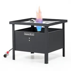 MASTER COOK 70000 BTU Propane Burner, Outdoor Camp Stove Adjustable 0-5 Psi Regulator with 1-Meter Safety Hose, Suitable for Camping, Backyard and Picnic, Stainless Steel